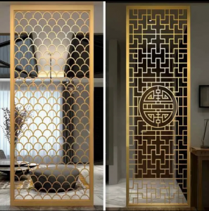 Luxury Black & Gold Titanium Stainless Steel Partition Wall Metal Screen
