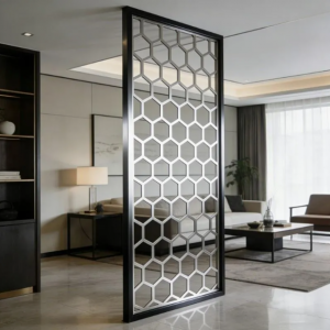 Luxury Black & Gold Titanium Stainless Steel Partition Wall Metal Screen